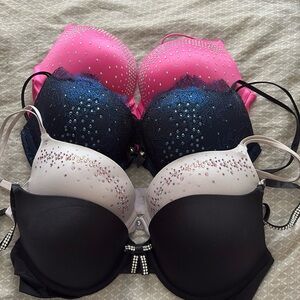 Lot of 4 Victoria’s Secret Heavily Embellished Crystal Bras size 36C